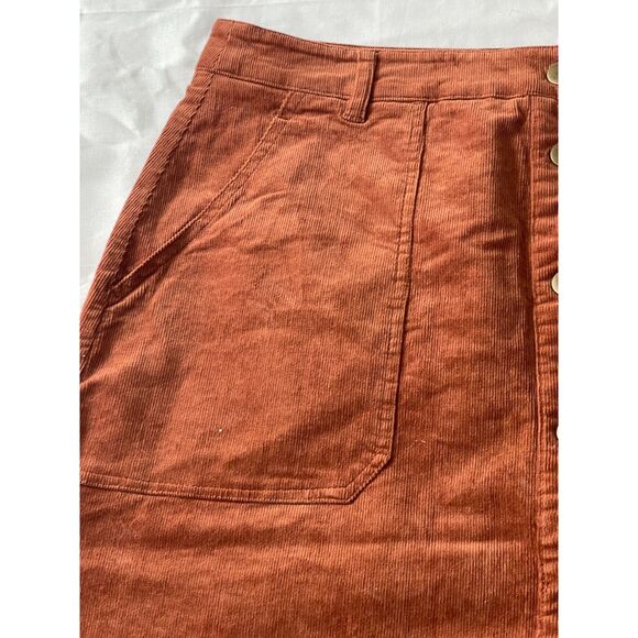 Others Follow Burgundy Button Front 90s Corduroy Pencil Skirt XL Stretch Vintage - Picture 4 of 7
